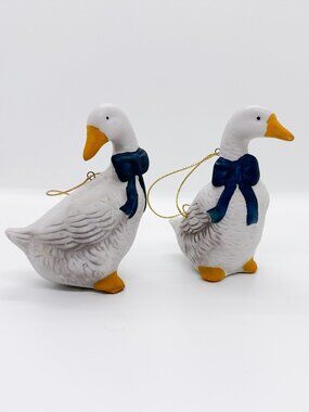 Vintage Porcelain Goose Geese Ornaments Farm Cottagecore Country French